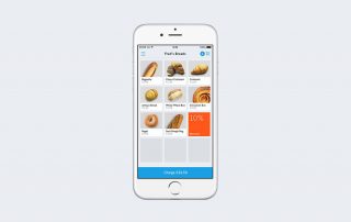 Celular com app iZettle mostrando galeria d efotos