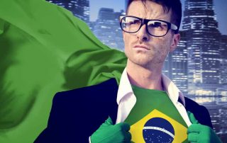 Ilustração de homem de terno com bandeira do Brasil ao peito