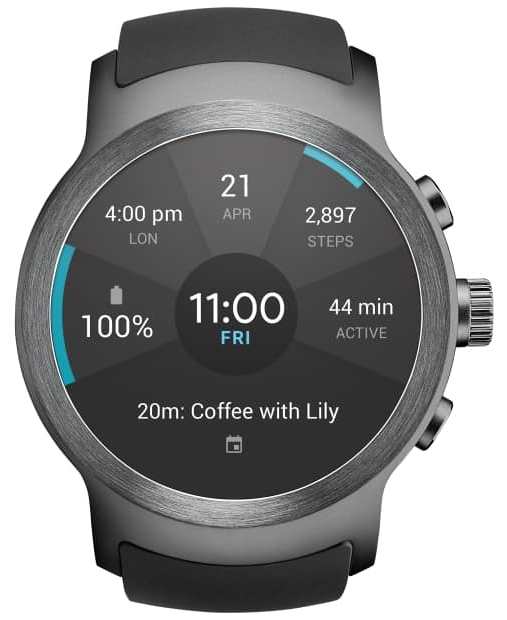 Visão frontal do relógio LG Watch Sport