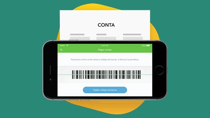 Celular mostrar código de barras do app Conta Digital
