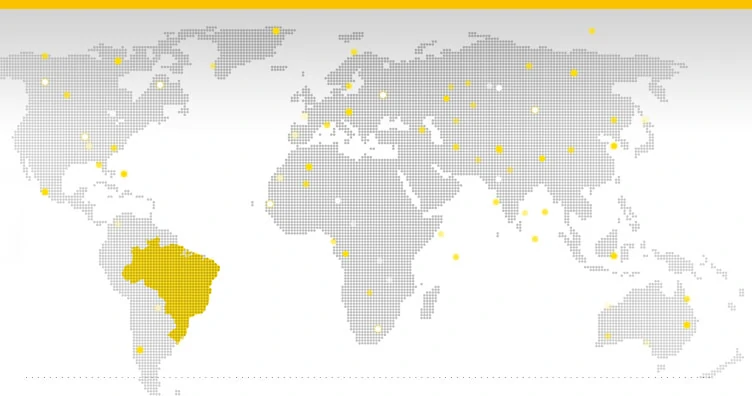 Mapa dos locais onde Western Union está presente