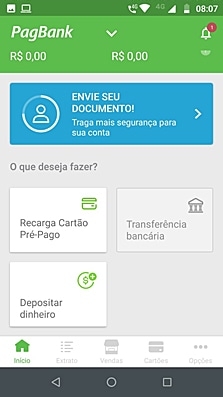 Ilustração da tela de diferentes serviços do app PagBank