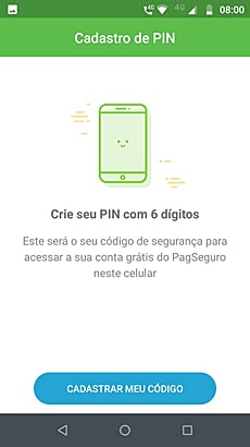 Ilustração da tela de cadastro do PIN do app PagBank
