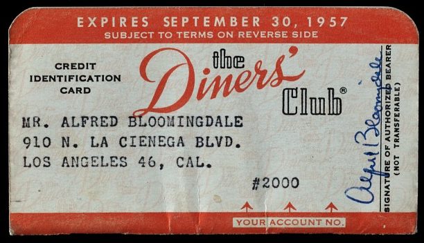 Ilustração do cartão de crédito Diners Club de 1957