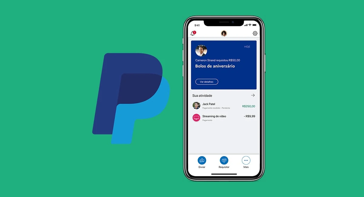 App PayPal recebendo pagamentos