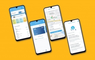 App Cielo Pay na tela de vários celulares