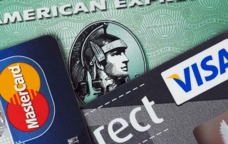Cartão de crédito Visa, American Express e Mastercard