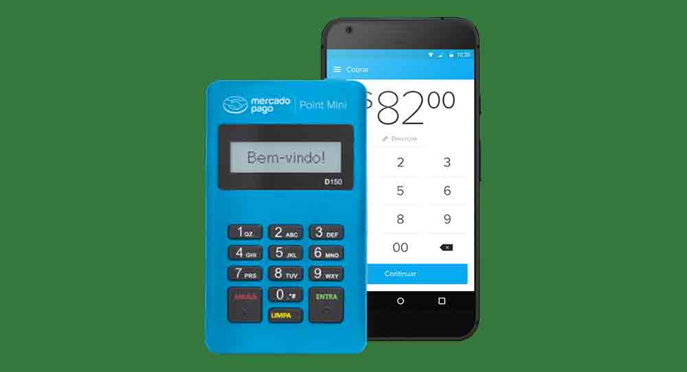 Mercado Pago Point Mini Azul com celular