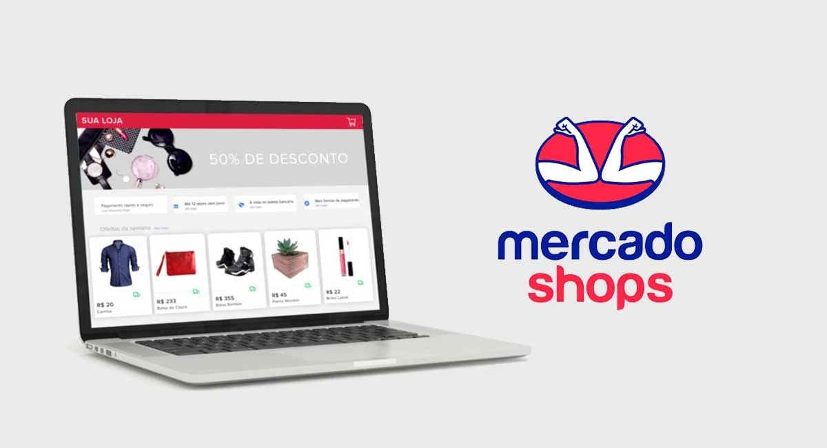 Loja virtual Mercado Shops no laptop