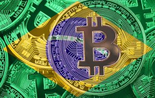 bandeira do Brasil e criptomoeda bitcoin
