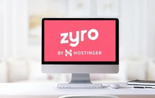 Logo Zyro by Hostinger na tela doc omputador