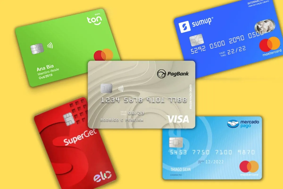 Cartão pré-pago de maquininha de cartão Pagbank, SumUp, Superget, Mercado Pago, Ton