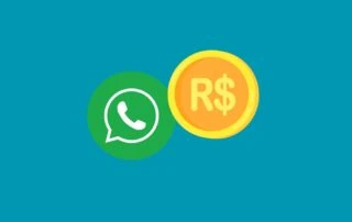 Logo do WhatsApp e moeda com o cifrão do real brasieliro representando pagamentos no WhatsApp